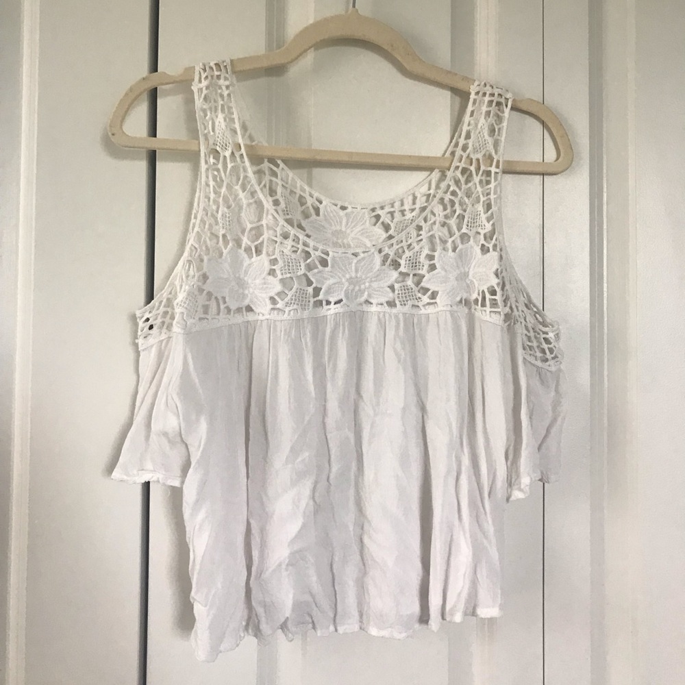 Francesca’s flowy cold shoulder tank top